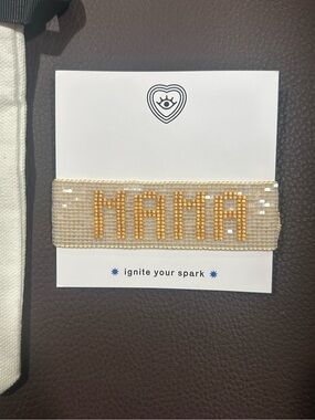 HART Beaded 'MAMA' Bracelet in White and Gold. NWT. Comes with dust bag/gift bag